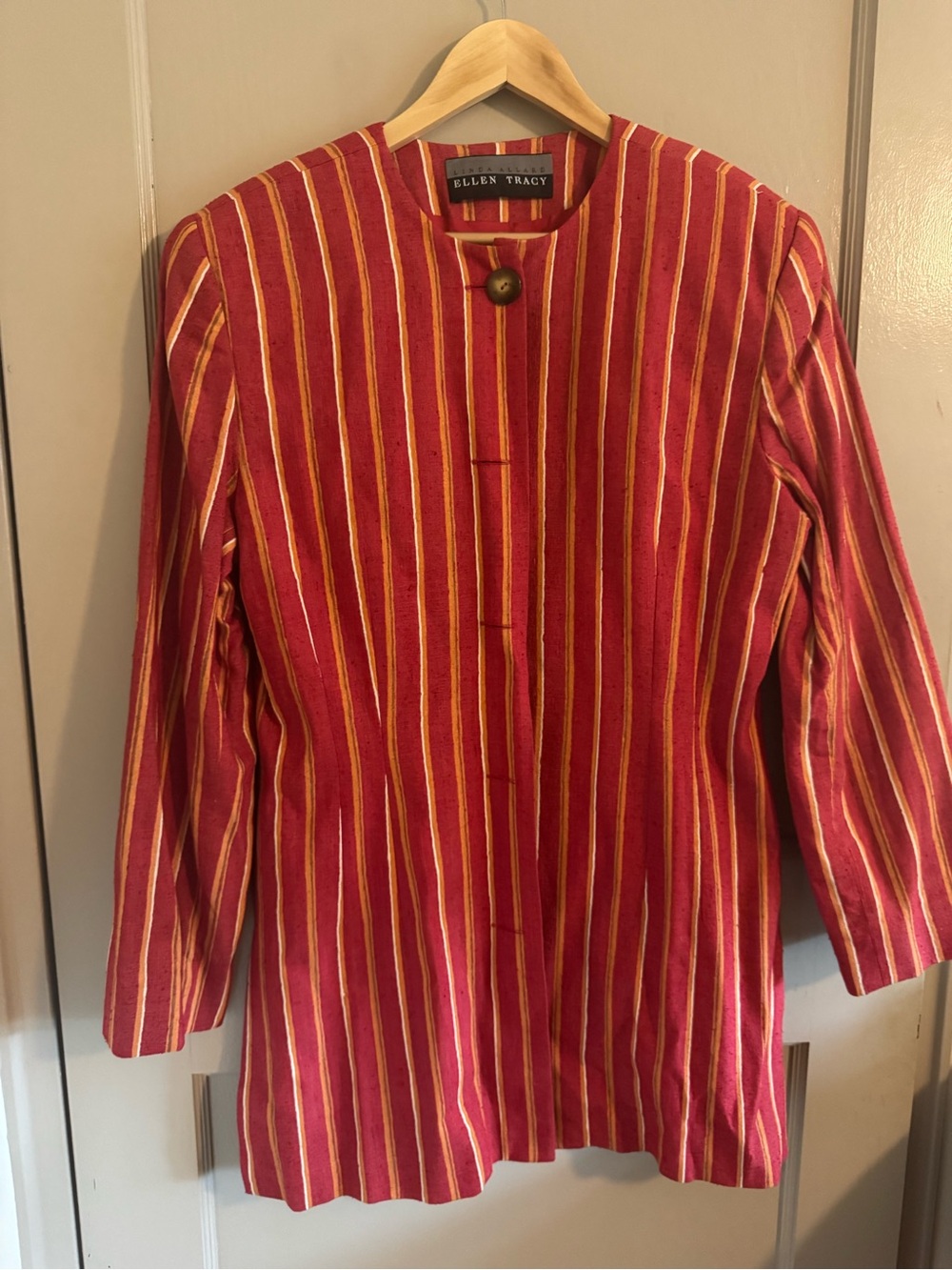 1980s Ellen Tracy Red Striped Women's Jacket